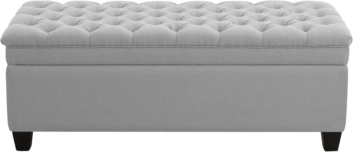 51" Fabric Storage Ottoman Bench, Upholstered Rectangle End of Bed Storage Ottoman Tufted Living