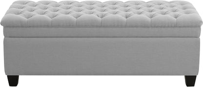 51" Fabric Storage Ottoman Bench, Upholstered Rectangle End of Bed Storage Ottoman Tufted Living