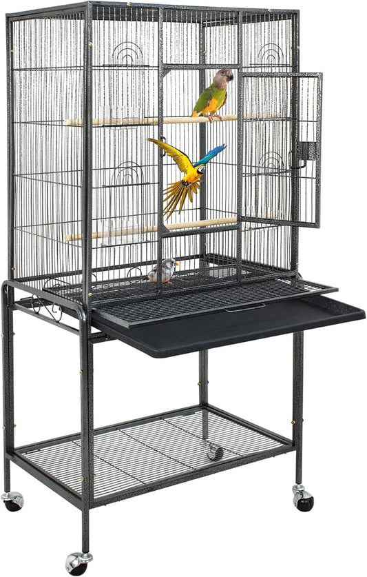 ZENY 53-Inch Bird Flight Cage, Wrought Iron Standing Large with Rolling Stand for Cockatiels Pet