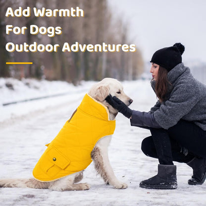 Queenmore Dog Winter Coat Warm Puffer Jacket Waterproof Plush Lining Thermal Cold Weather Vest for