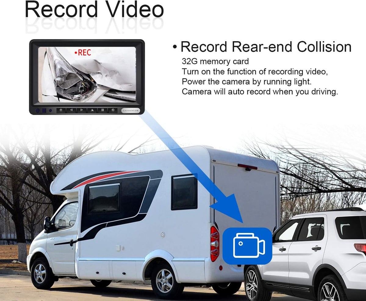 1080P FHD Digital Wireless Backup Camera System Kit for RV/Truck/Trailer/Van/Bus,Night Vision,7inch