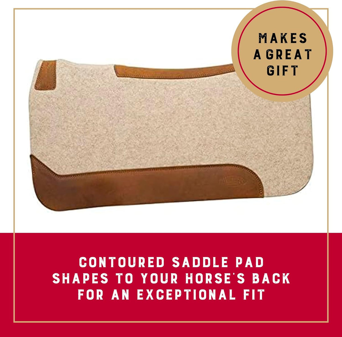 Weaver Equine 30" x 30" Contoured Wool Blend Felt Horse Saddle Pad, Shock Absorbing Western Saddle