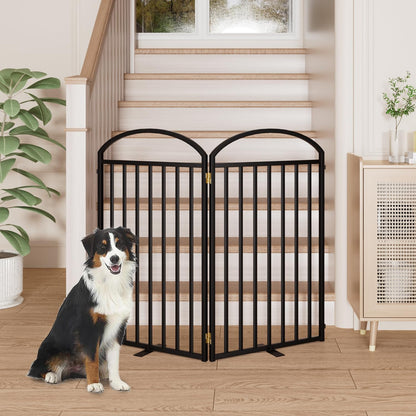 2 Panles Full Matel Freestanding Dog Gates with Door, 48"Extra Wide 36"Tall Free Standing Dog Pet