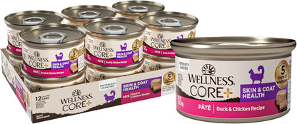 Wellness CORE+ Skin & Coat Pate Adult Wet Cat Food, Natural, Protein-Rich, Grain Free, 2.8 Ounce