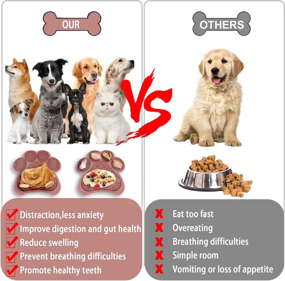 Lick Mat for Dogs and Cats, Premium Lick Pad with Suction Cups,Dog Slow Feeder Dowl Mat for Bathing