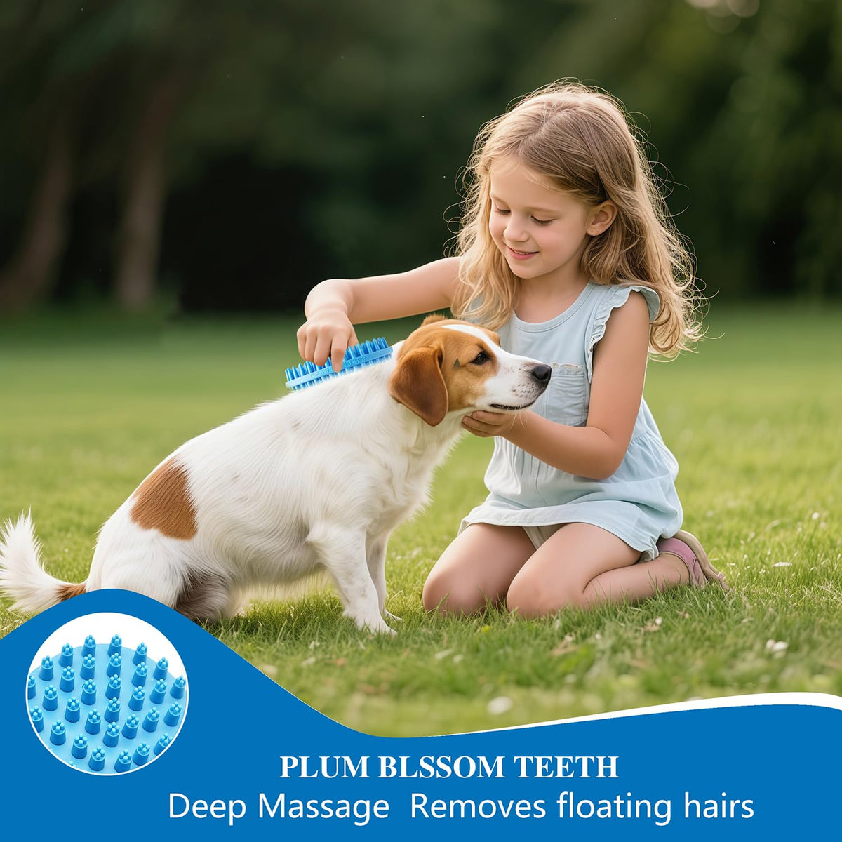Dog Grooming Brush, Lilpep Pet Shampoo Bath Brush Soothing Massage Rubber Comb with Adjustable Ring