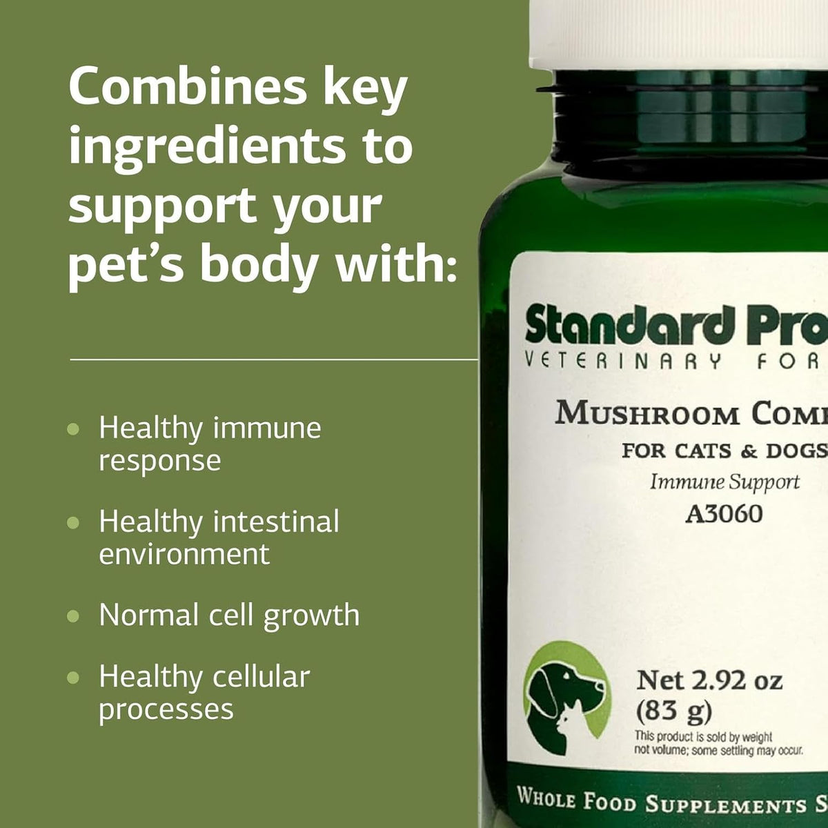 Standard Process Mushroom Complex for Dogs & Cats - Immune Support Supplement with Bovine Colostrum