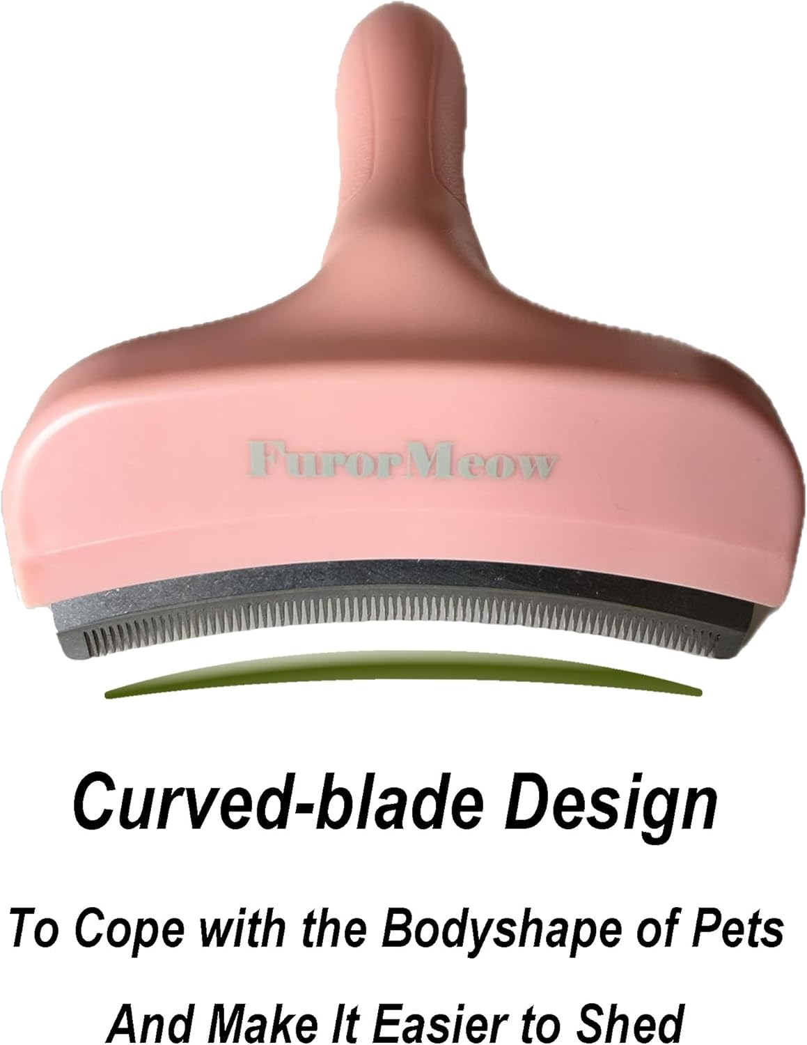 Pet Deshedding Tool with Curve Blade, Cat Grooming Brush, Tight V-shaped Teeth Shedding Comb for