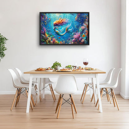 Quorin Mermaid Large Wall Art Sea Ocean Mermaid Pictures Colorful Undersea Wall Decor Canvas Print
