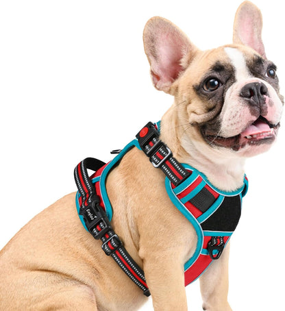 Eagloo Dog Harness Medium Sized, Easy Wearing with 3 Buckles, Adjustable No Pull Pet Harness with 2
