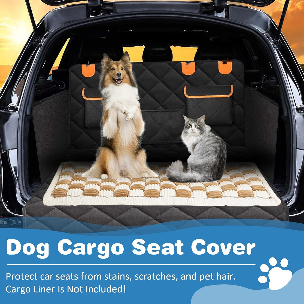 VClife Dog Bed Mat for Car Backseat Extender, Anti Slip Plaid Pet Bed Mat for Car Backseat