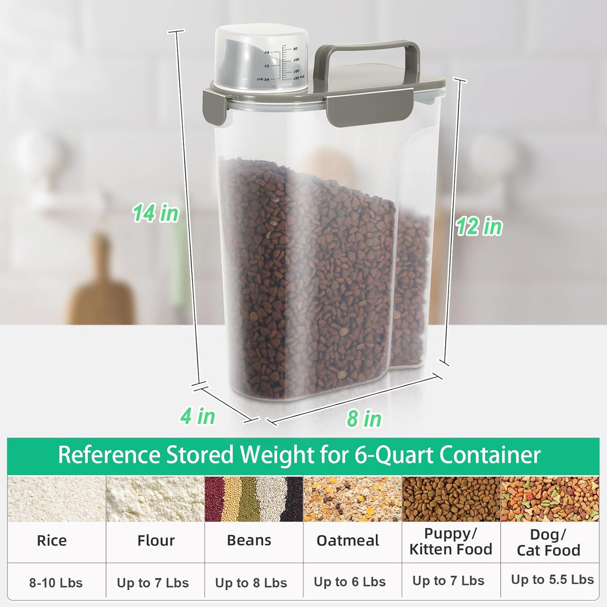 TBMax Airtight Rice Container 10 Lbs, Cereal Dispenser, Pet Cat Dog Food Storage Container, Plastic