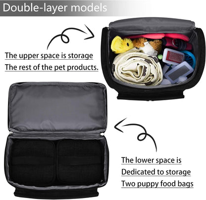 BAGLHER Pet Travel Bag, Double-Layer Pet Supplies Backpack (for All Pet Travel Supplies), Pet