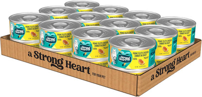 A Strong Heart Canned Wet Cat Food, Prime Filets Chicken Dinner in Gravy - 5.5 oz Cans (Pack of