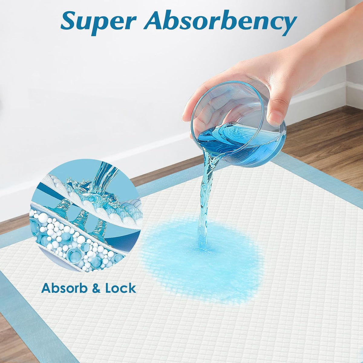 50 Count 36" x 36" Super Absorbency Disposable Underpads - Leakproof Quick Drying Pads for Baby