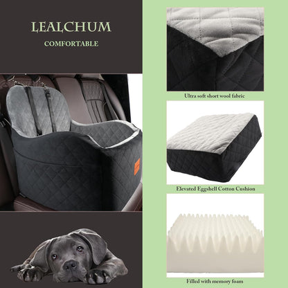 Dog Booster Car Seat for S/M Dogs Up to 35lbs,Soft 6in Elevated Cushion,Fits in Front/Back