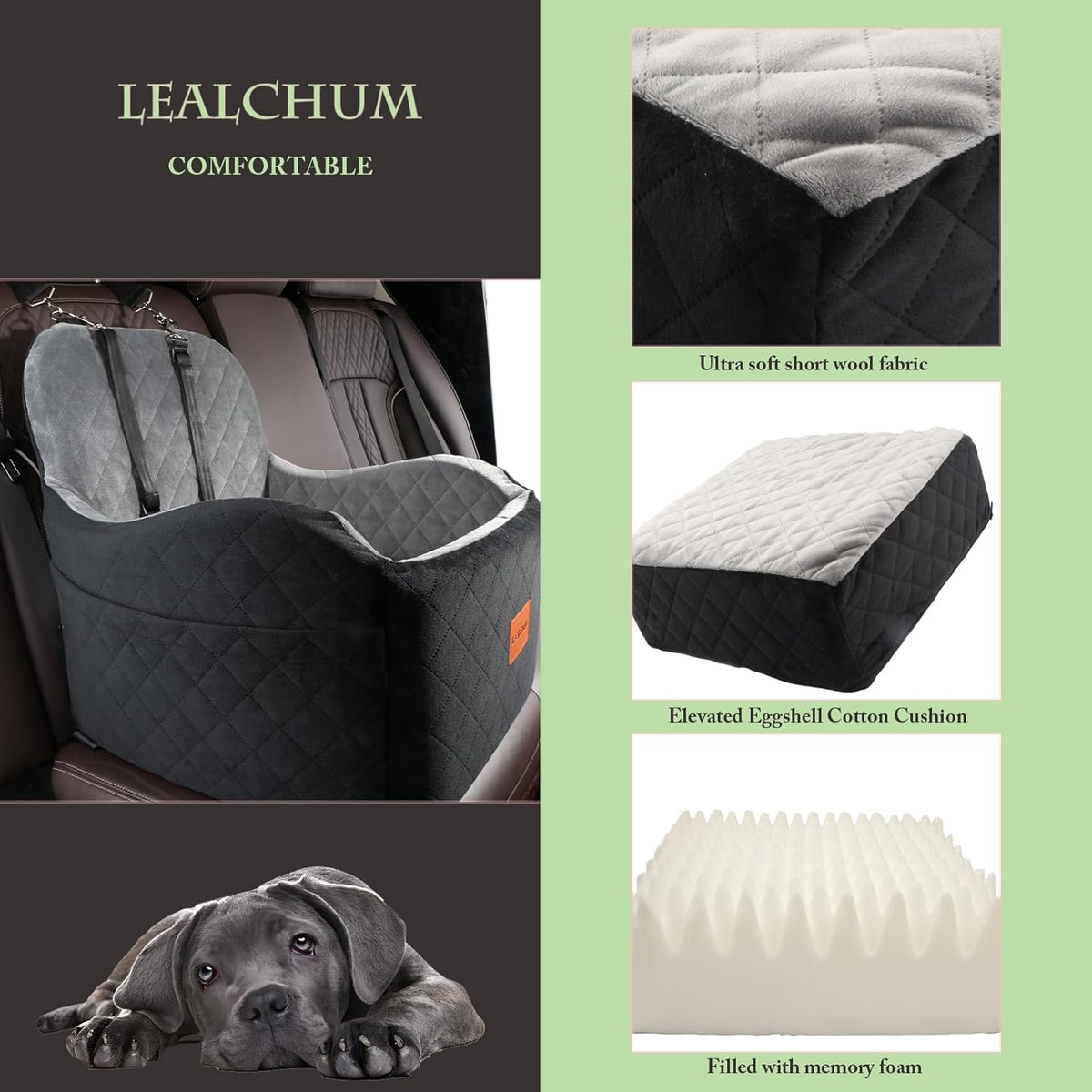 Dog Booster Car Seat for Small/Medium Dogs,Soft Puppy Portable Car Seat with Elevated Cushion,Fits