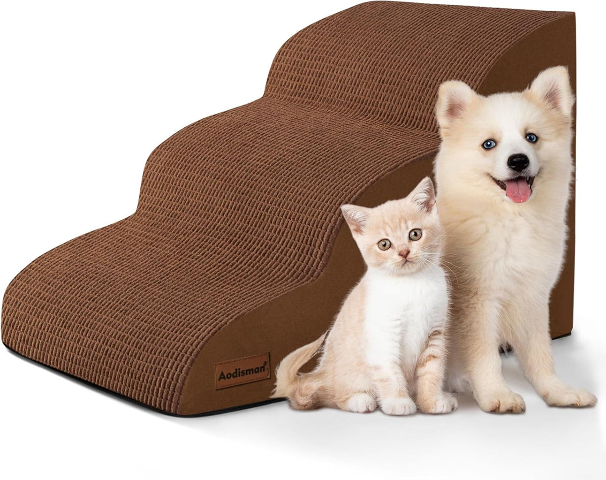 3-Step Dog Ramp and Stairs for Sofa and Chair - Non-Slip Sturdy Pet Steps for Small Dogs and