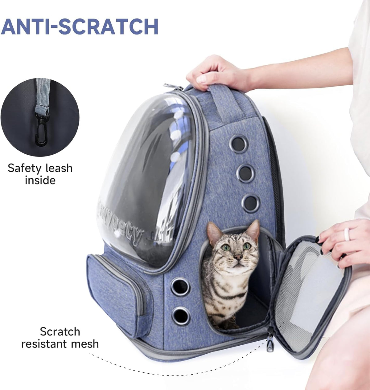 Cat Backpack Carrier, Breathable Cat Carrier Large Space Bubble Pet Backpack for Kitty Small Dog up