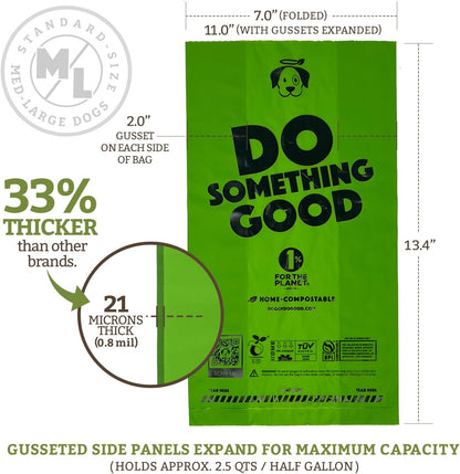 Doggy Do Good Poop Bags | Dog Waste Bags | Unscented, USDA Certified Biobased, Thick & Leak Proof