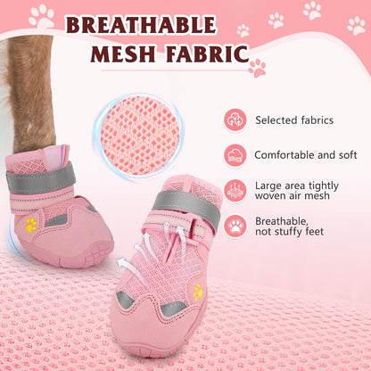 Dog Shoes for Large Medium Small Dog, Mesh Breathable Dog Shoes for Hot Pavement, Anti-Slip Dogs