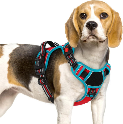 Eagloo Dog Harness Small Sized, Easy Wearing with 3 Buckles, Adjustable No Pull Pet Harness with 2