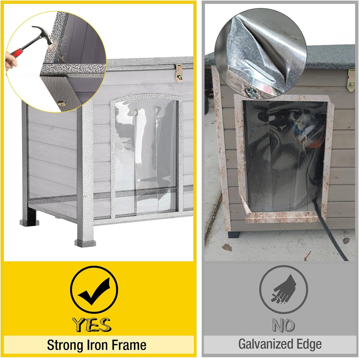 Aivituvin Dog House with Insulated Liner, Outdoor Indoor Weatherproof Dog House for Winter