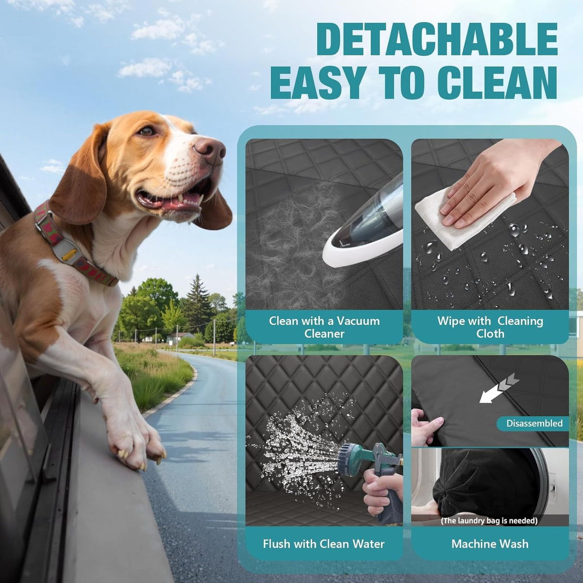 Waterproof Dog Car Seat Cover for Back Seat – Heavy Duty Back Seat Extender for Dogs with Hard