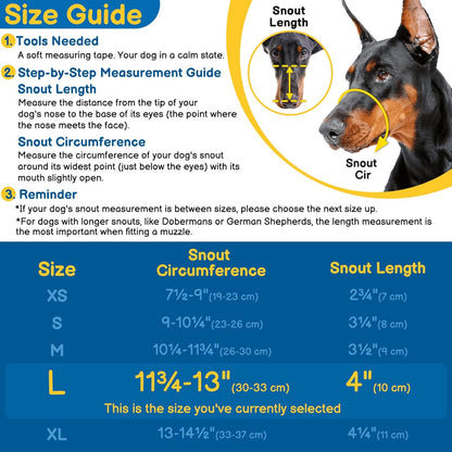 BARKLESS Basket Muzzle for Large Dogs, Humane Muzzle to Prevent Biting and Scavenging, Snap-on