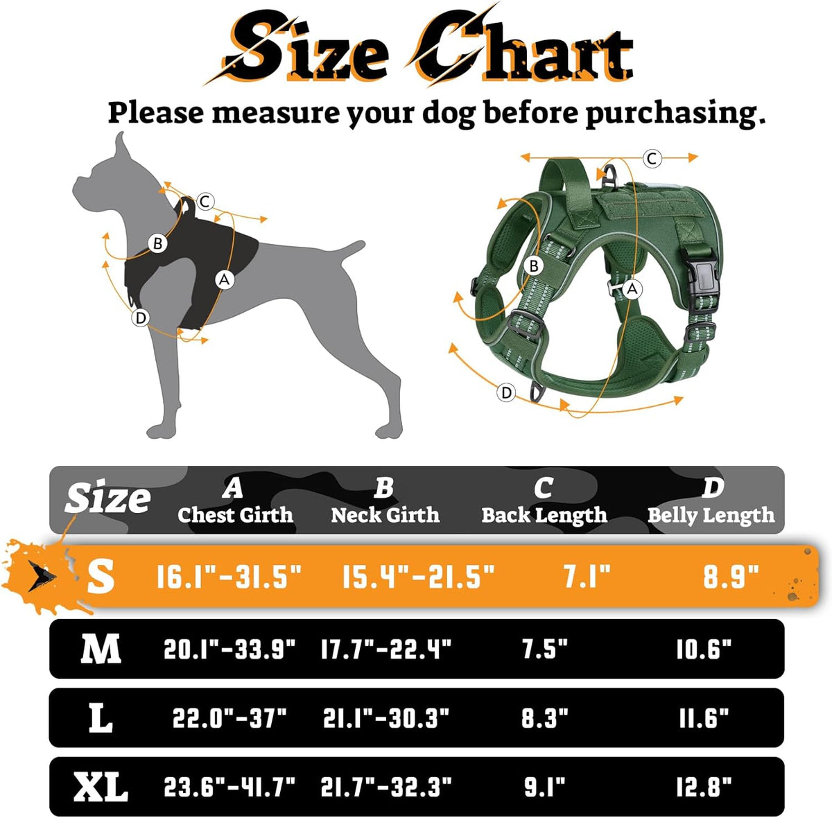 rabbitgoo Dog Harness Small Sized No Pull, Tactical Service Pet Vest with Molle and Control Handle