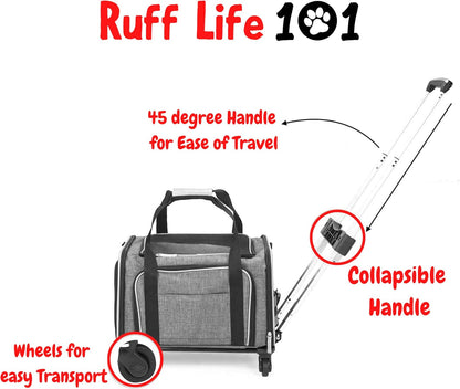 Airline Approved Expandable Premium Pet Carrier on Wheels- Two Sided Expandable Rolling Carrier