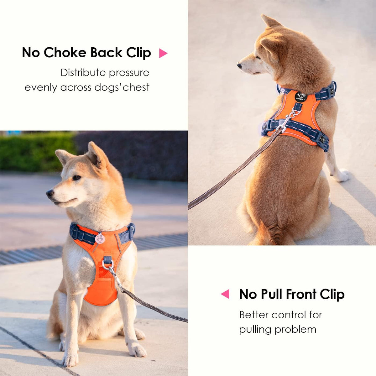 PHOEPET No Pull Dog Harness, Unique Colors Reflective Adjustable Dog Vest, with Soft Training