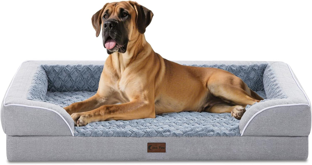 Orthopedic XXL Dog Bed for Extra Large Dogs, Waterproof Memory Foam Dog Beds with Sides, Egg-Crate
