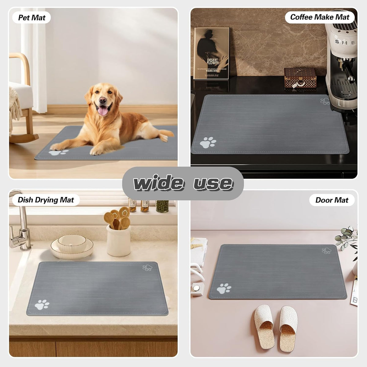 Le courant Cat & Dog Feeding Mat for Bowl-Pet Eating mat,Absorbent Non-Slip,Quick Dry Dog Water