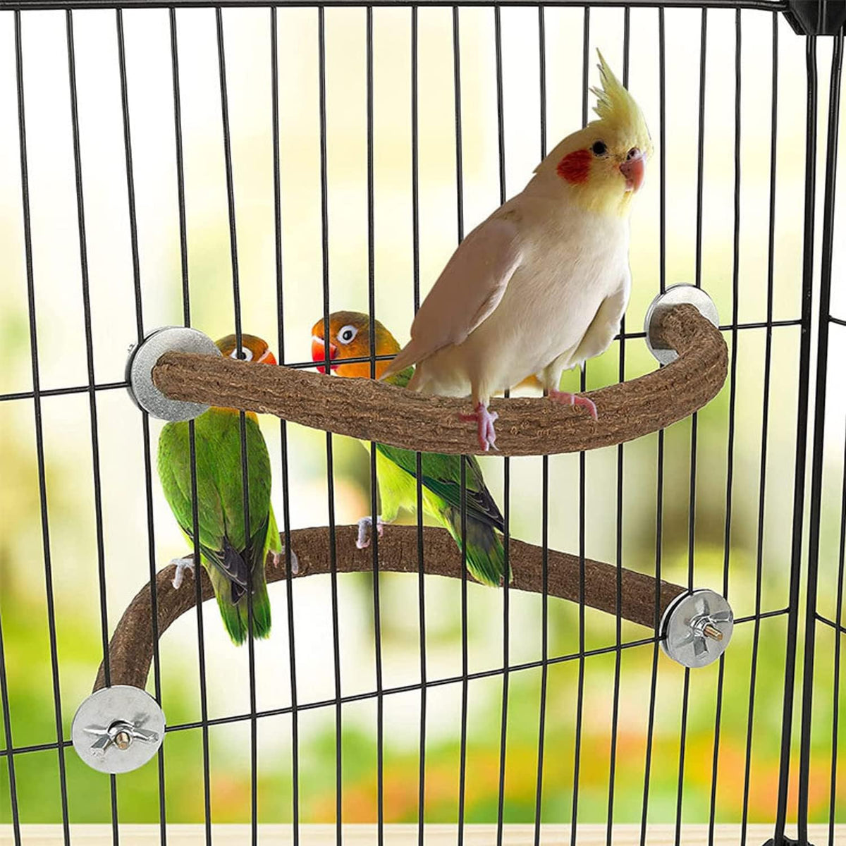Allazone Bird Natural Wood Stand Perch Swing U Shape Natural Parrot Perch Bird Stand Pole for