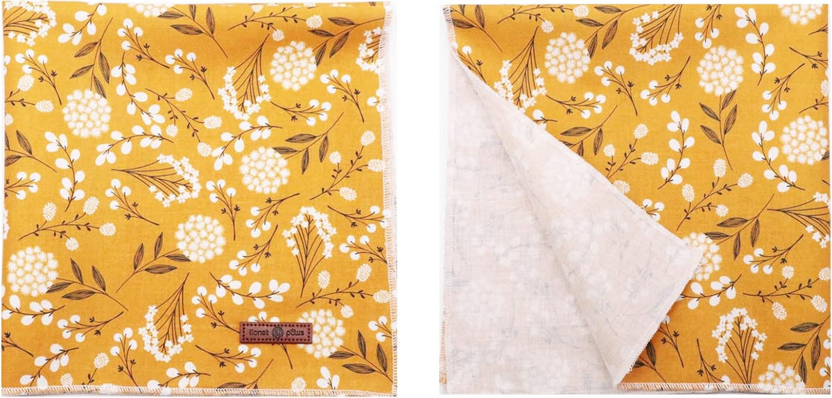 Lionet Paws Flower Dog Bandana,Fabric Yellow Dogs Kerchief for Small Medium Large Dogs,Dog Cotton