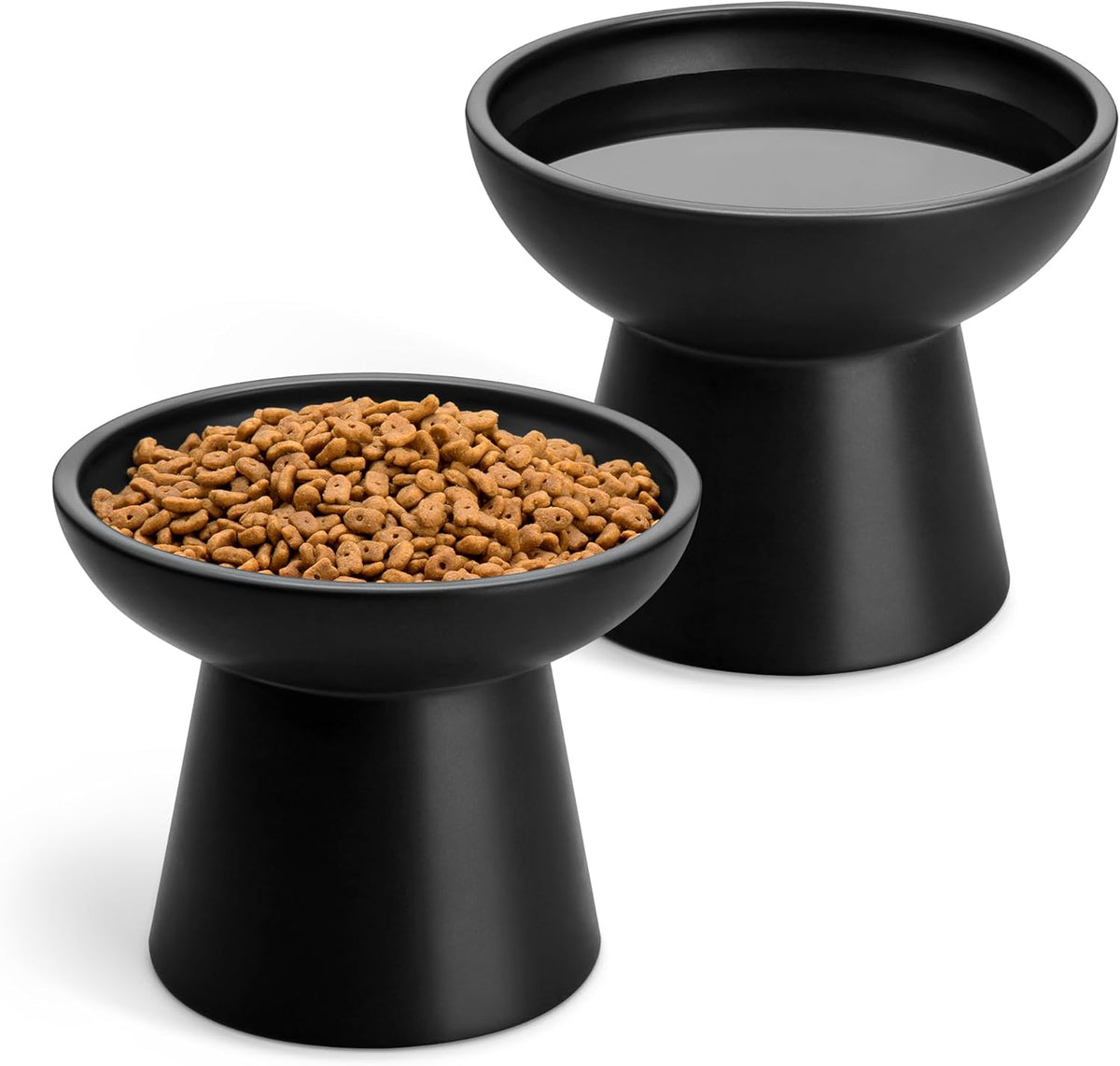 vancasso Ceramic Elevated Cat Bowls 2-Pack - 6.2" Extra Wide Raised Cat Food & Water Dishes, 5.1"