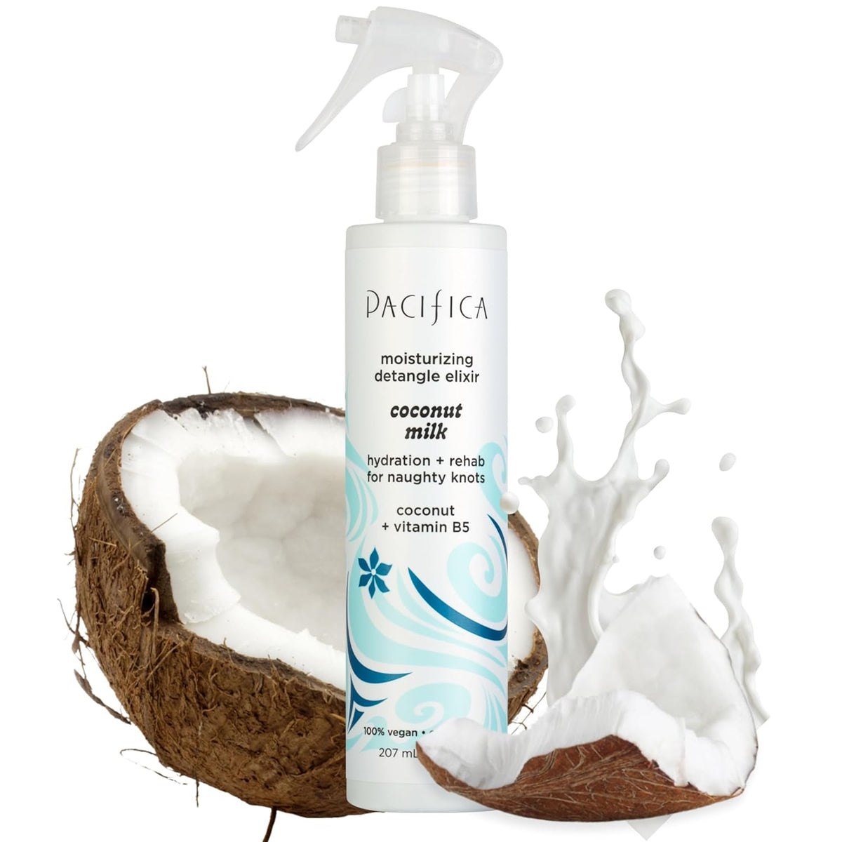 Pacifica Coconut Milk Hair Detangler Spray - Leave In Conditioner Spray, Detangling Elixir Suitable