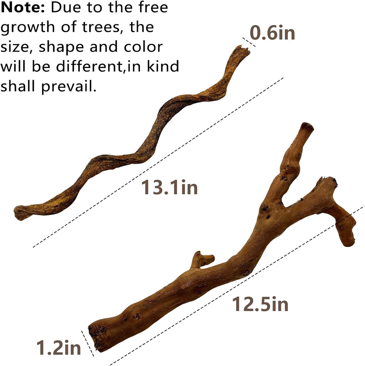 BNOSDM 2PCS Reptile Wood Branches, Snake Climbing Branch, Bearded Dragon Climbing Accessories