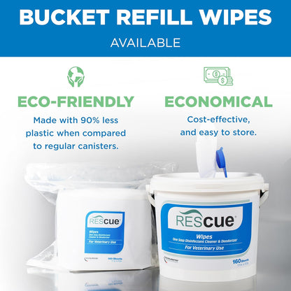 REScue One-Step Disinfectant Cleaner & Deodorizer Wipes for Vet Use – Cleaner for Kennels, Litter