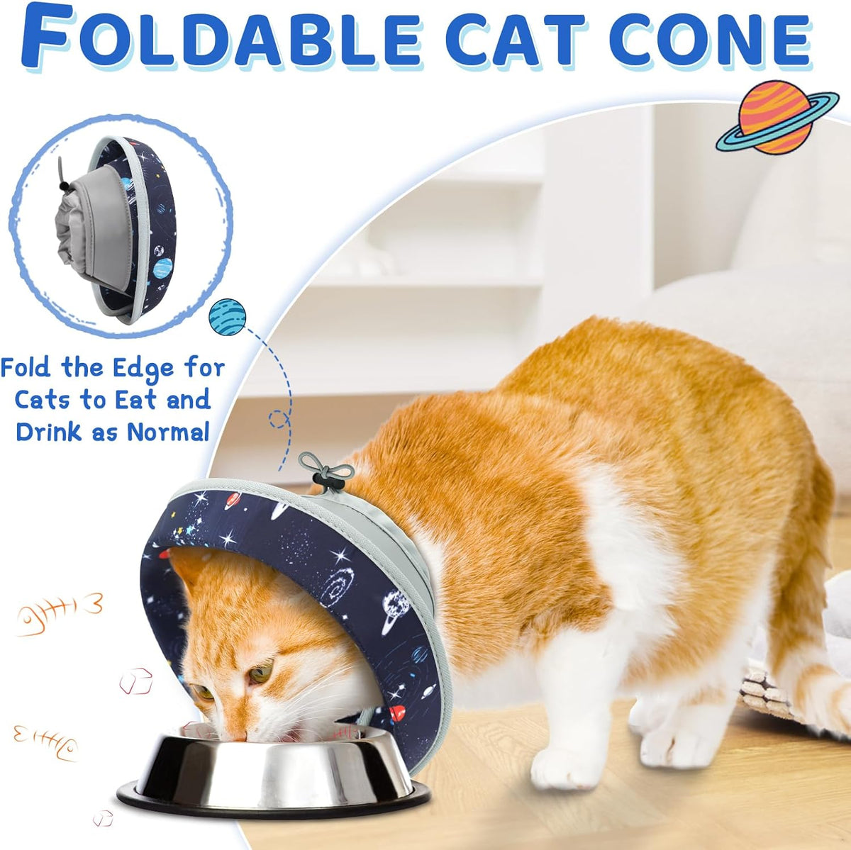 Cat Cone Collar Soft to Stop Licking, Adjustable, Foldable Lightweight Kitten Cones After Surgery