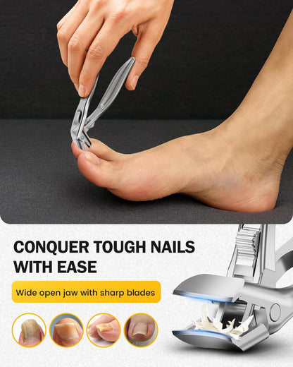 BEZOX Curved Toenail Clippers for Seniors – Safety Lock, Wide Opening, and Anti-Slip Grip Nail