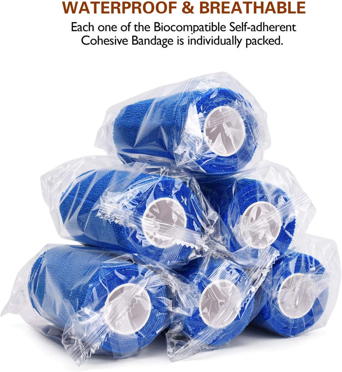 TOBWOLF 12PCS Self Adhesive Bandage, 4" x5yd / 10cmx4.5m Elastic Cohesive Bandage Wrap Athletic