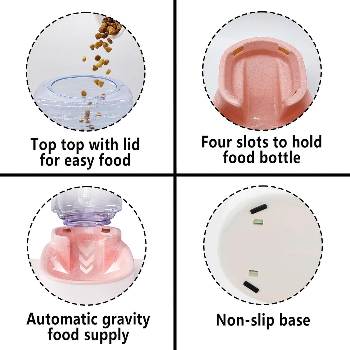 kathson Automatic Cat Feeder 1 Gallon Gravity Dog Food Dispenser Large Capacity Self Feeding Pet
