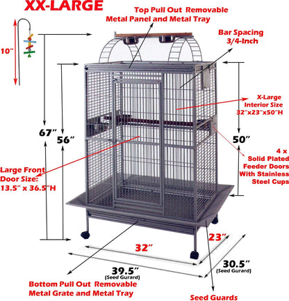 XX-Large 32" x 23" x 66"H Double Walk Ladders Open Play Top Wrought Iron Bird Parrot Parttot Finch