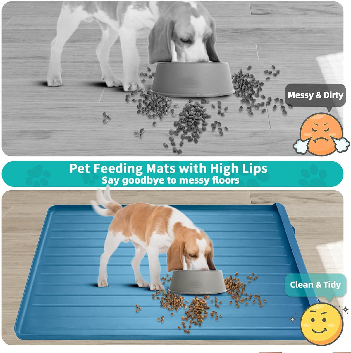 Dog Mat for Food and Water - 39.4" x 27" Large Pet Feeding Mats with Residue Collection Pocket