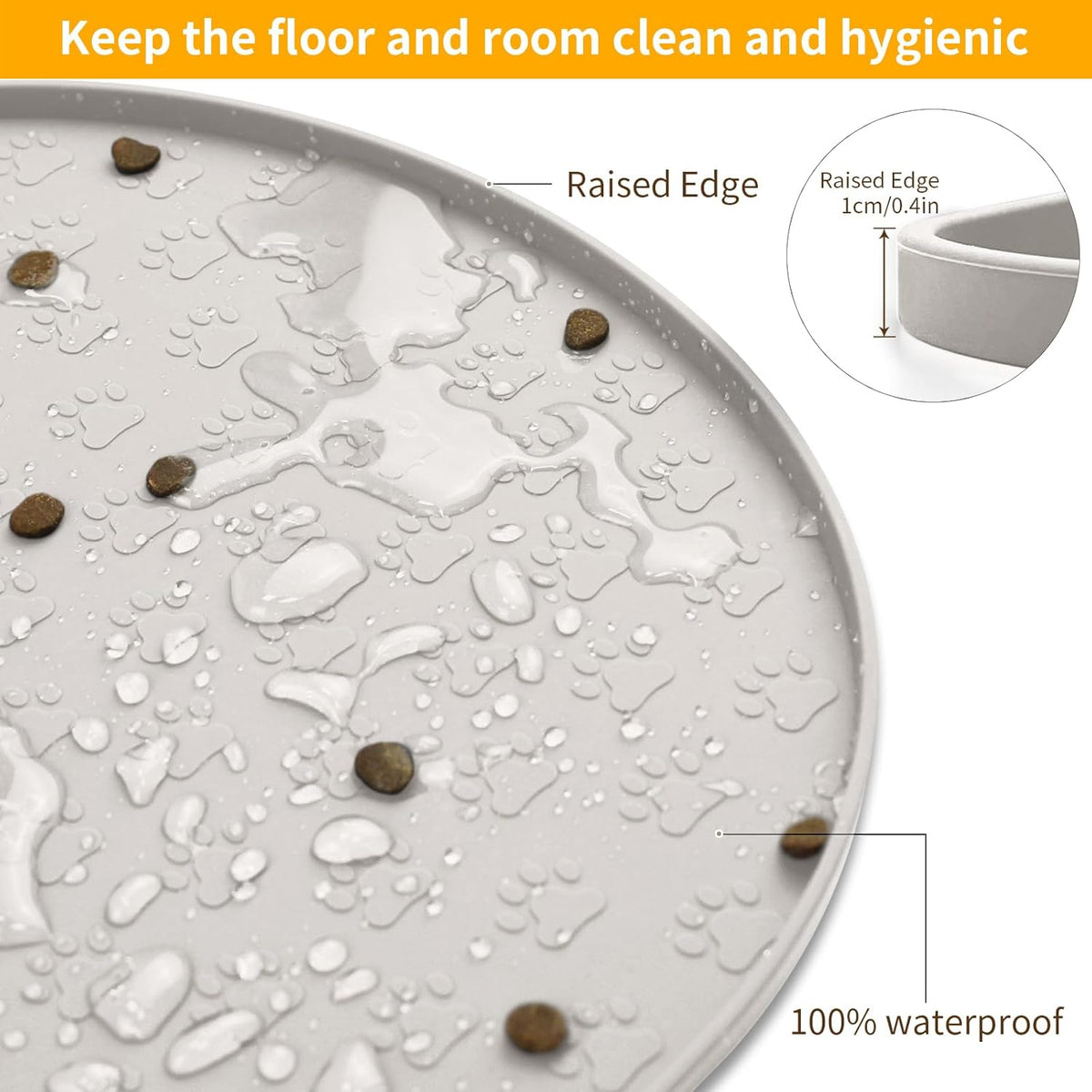KPWACD Dog Food Mat Anti-Slip Bowl Mats for Food and Water, High-Lips Waterproof Pet Placemat