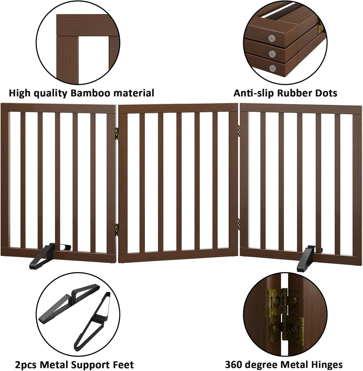 Dog Gate for Stairs,Foldable Dog Gate for Indoor Doorways House,Freestanding Pet Gates for
