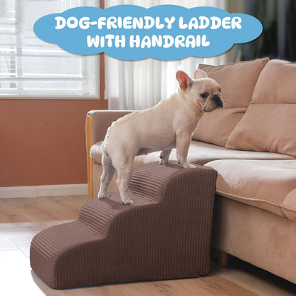 Dog Stairs & Steps for High Beds, 2 Steps High Density Foam Waterproof Dog Ramp for Small Dogs and