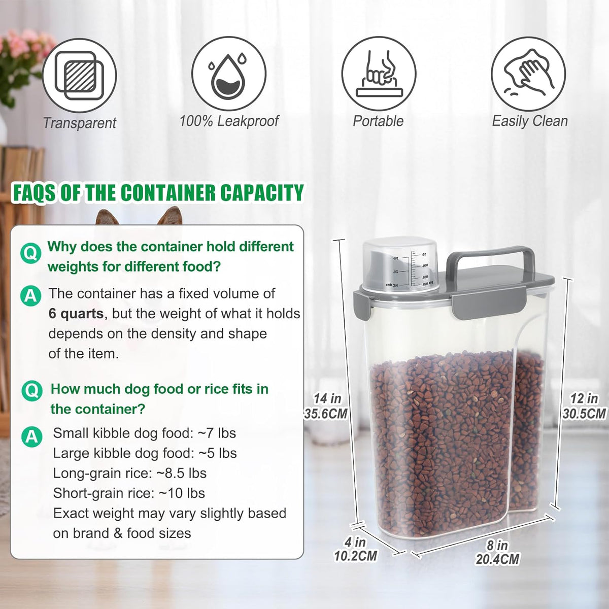 TBMax Large Cat Food Storage Container, Portable Dog Food Container with Upgraded Large Spout and